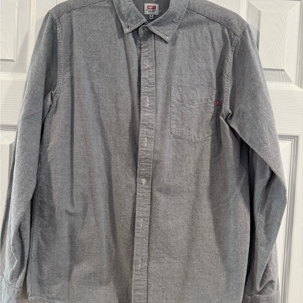 Obey Men's Gray Casual Button-Down Shirt